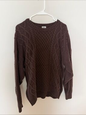 Aritzia Sunday Best Peggy Cable Knit Sweater in Dark Brown